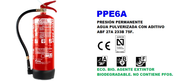 Extintor de incendios de agua de 6 litros PI.6.H