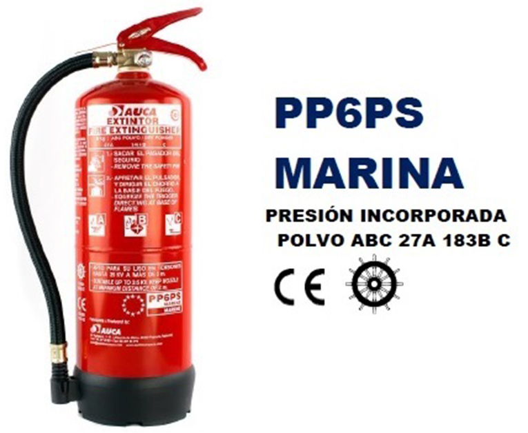 Extintor marina contra incendios de 6 kg. Polvo. Homologado para marina PI-6M